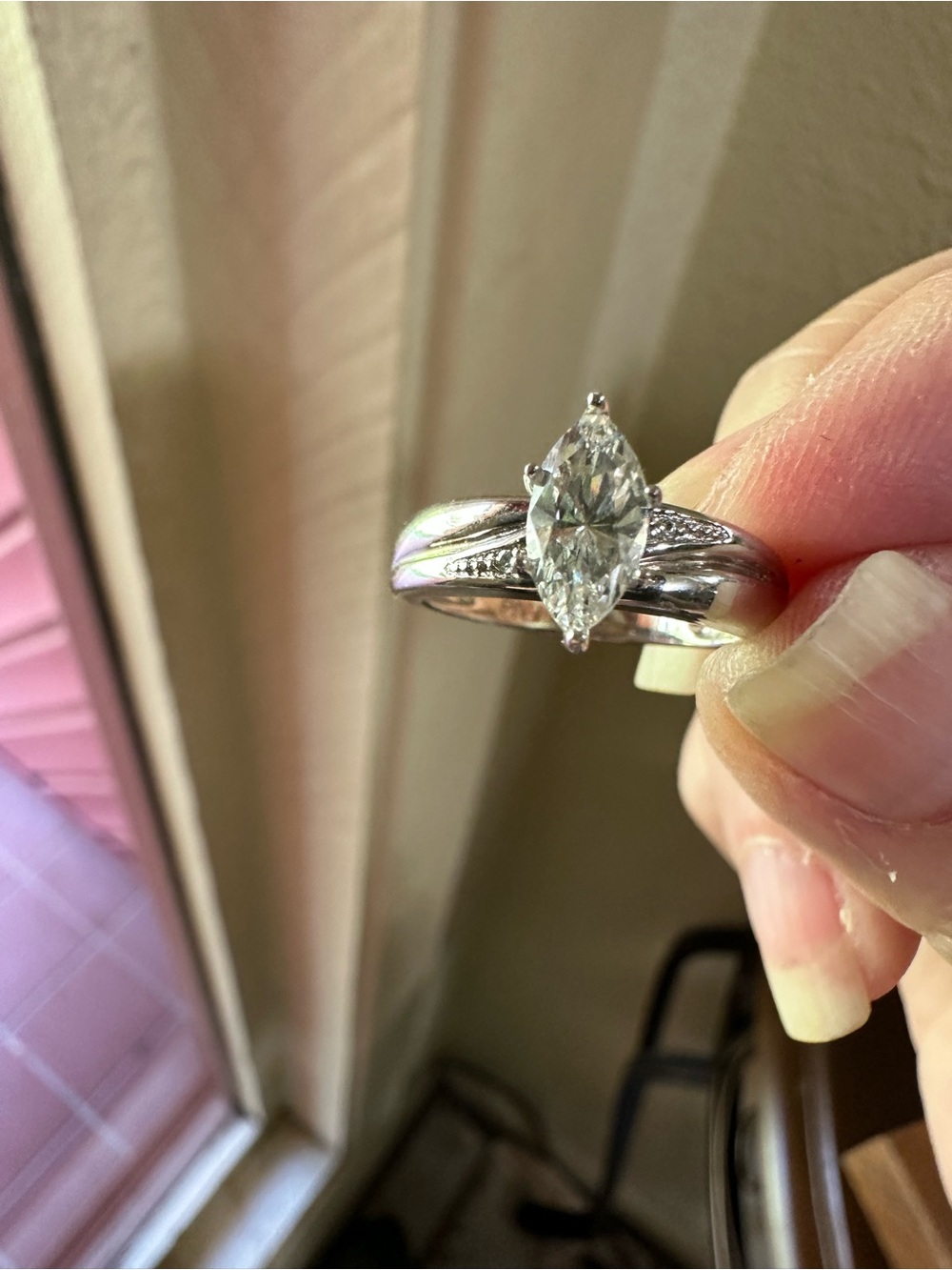 Sterling Silver Pear-Cut Cubic Zirconia Wedding Ring Set - Picture 10 of 12